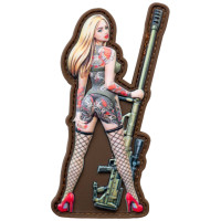 Шеврон ПВХ 3D Pin-Up Tattoo Валькірія Снайпер Brown