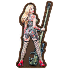Шеврон ПВХ 3D Pin-Up Tattoo Валькірія Снайпер Brown