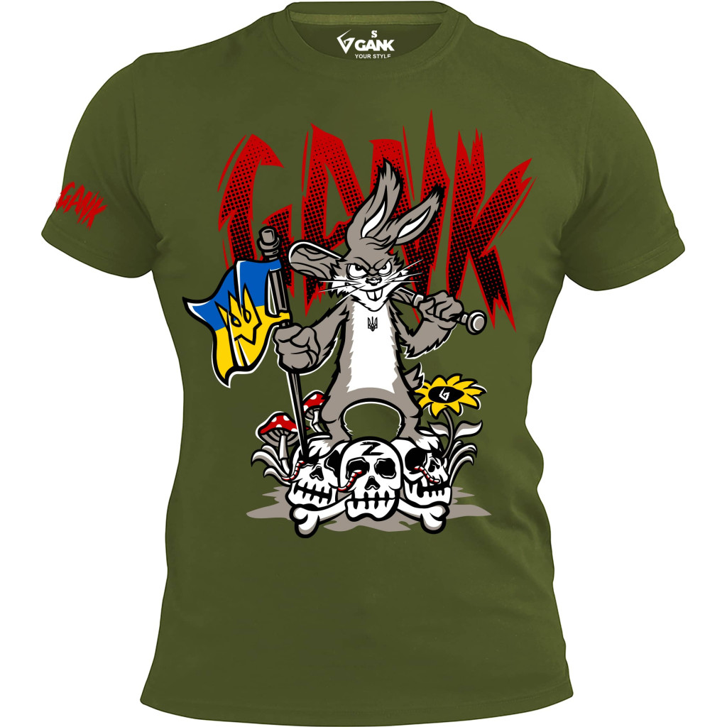 Футболка GANK Заєць з прапором Olive