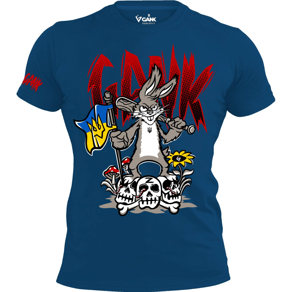 Футболка GANK Заєць з прапором Dark Blue