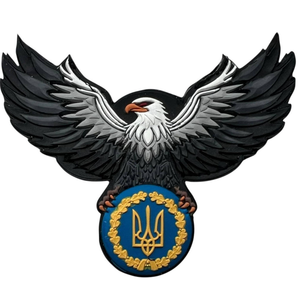 Шеврон ПВХ Орел з Тризубом Grey \ YellowBlue