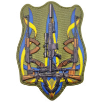 Шеврон ПВХ 3D Тризуб зі зброї Olive