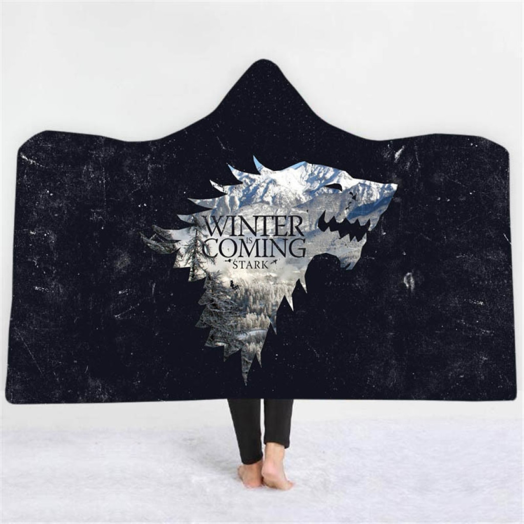 Мантія-плед 3D Wolf in the forest Black
