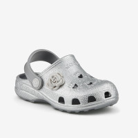 Клоги (сабо) Coqui Little Frog Khaki grey glitter + amulet