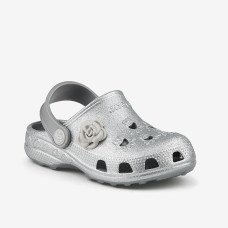 Клоги (сабо) Coqui Little Frog Khaki grey glitter + amulet