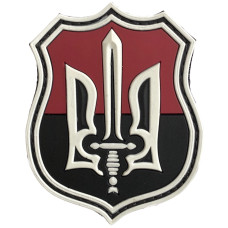 Шеврон ПВХ Тризуб УПА червоно-чорний