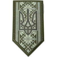 Шеврон ПВХ Щит Тризуб Орнамент Olive