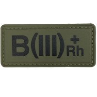 Шеврон ПВХ Група Крові B (III) (+) RH Olive