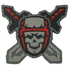 Шеврон ПВХ Череп з мечами Red/Grey