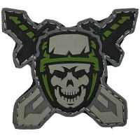 Шеврон ПВХ Череп з мечами Green/Grey