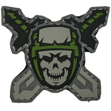 Шеврон ПВХ Череп з мечами Green/Grey