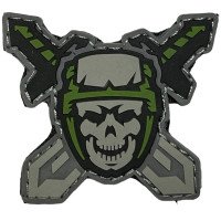 Шеврон ПВХ Череп з мечами Green/Grey