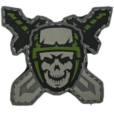 Шеврон ПВХ Череп з мечами Green/Grey