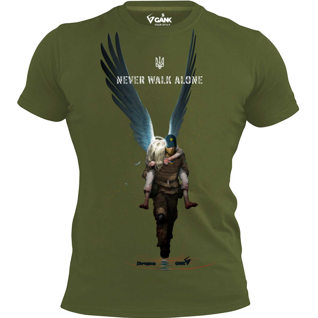 Футболка Never Walk Alone GANK Olive