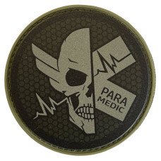 Шеврон ПВХ Круглий Paramedic Skull Olive