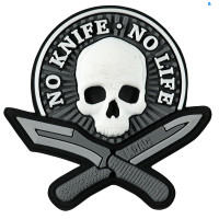 Шеврон ПВХ No Knife - No Life 3D PVC Black/White