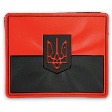 Шеврон ПВХ Прапор тризуб рельєф Black/Red