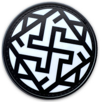 Шеврон ПВХ круглий Оберіг Велес Валькірія Black/White