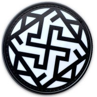 Шеврон ПВХ круглий Оберіг Велес Валькірія Black/White
