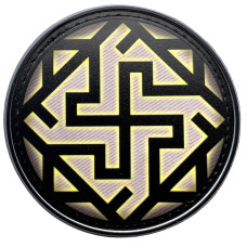 Шеврон ПВХ круглий Оберіг Велес Валькірія Black/Yellow