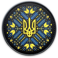 Шеврон ПВХ Круглий Український орнамент синьо-жовтий