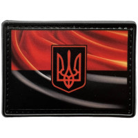 Шеврон ПВХ 3D Прапор Тризуб Black/Red