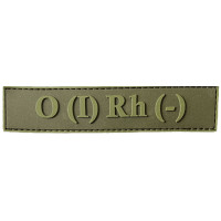Шеврон ПВХ Група Крові LG 0 (I) (-) RH Dark Olive