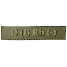 Шеврон ПВХ Група Крові LG 0 (I) (-) RH Dark Olive