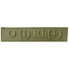 Шеврон ПВХ Група Крові LG 0 (I) (+) RH Dark Olive
