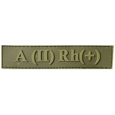 Шеврон ПВХ Група Крові LG 0 (II) (+) RH Dark Olive
