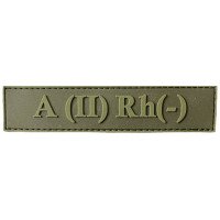 Шеврон ПВХ Група Крові LG 0 (II) (-) RH Dark Olive