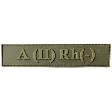 Шеврон ПВХ Група Крові LG 0 (II) (-) RH Dark Olive