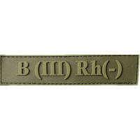 Шеврон ПВХ Група Крові LG 0 (III) (-) RH Dark Olive