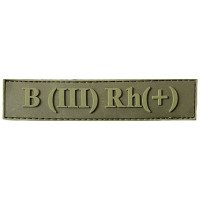 Шеврон ПВХ Група Крові LG 0 (III) (+) RH Dark Olive