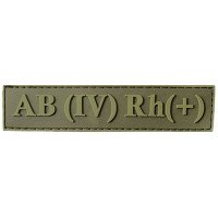 Шеврон ПВХ Група Крові LG 0 (IV) (+) RH Dark Olive