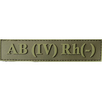 Шеврон ПВХ Група Крові LG 0 (IV) (-) RH Dark Olive