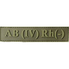 Шеврон ПВХ Група Крові LG 0 (IV) (-) RH Dark Olive