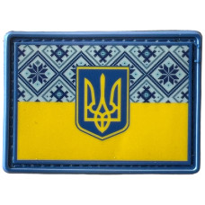 Шеврон ПВХ Тризуб Український Орнамент Yellow/Blue