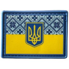 Шеврон ПВХ Тризуб Український Орнамент Yellow/Blue