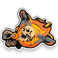 Шеврон ПВХ Drones Skull Аеророзвідка Orange/Black