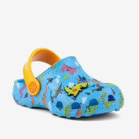 Клоги (сабо) LITTLE FROG LT. BLUE/LT. ORANGE DINO + AMULET